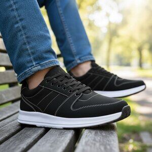 Weatherproof 9.5 Men Sneakers Russell Black Classic Athleisure Casual Minimalist
